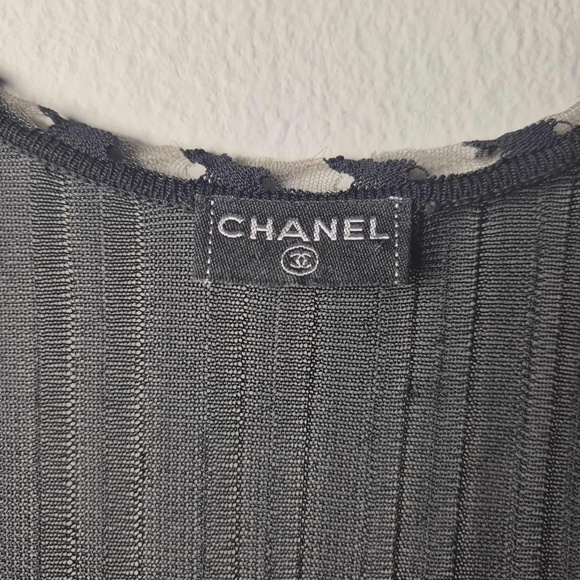 CHANEL Luxury Vintage Y2K Archives RARE Mesh Tulle Whimsigoth Grunge Tank Top M - Picture 11 of 16